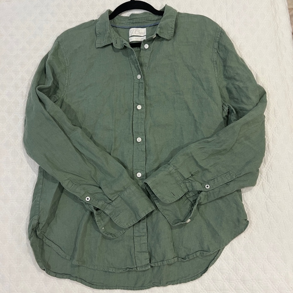 J Crew Slim-fit Baird McNutt Irish linen shirt in green
